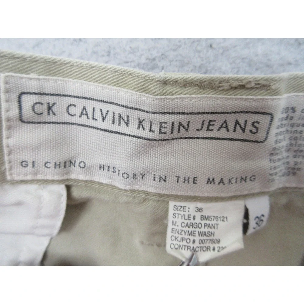 Calvin Klein Jeans GI Chino Cargo Pants Mens 36x30 Khaki Cotton Utility Workwear